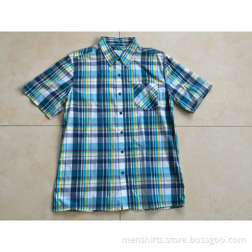 Man Short Sleeve Plaid Shirt